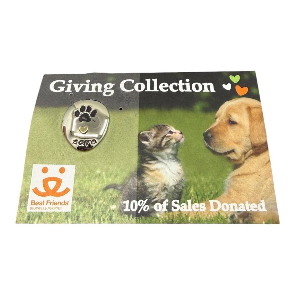 Far Fetched Save Animals Paw Print Tie Tack Lapel Pin Artisan Fair Trade NEW